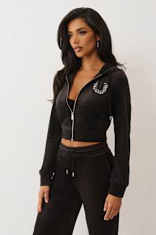 CRYSTAL HORSESHOE VELOUR ZIP HOODIE, image 5