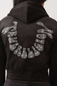 CRYSTAL HORSESHOE VELOUR ZIP HOODIE, image 1