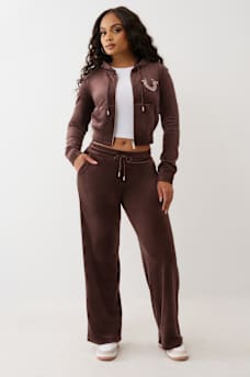 CRYSTAL HORSESHOE VELOUR ZIP HOODIE, image 3
