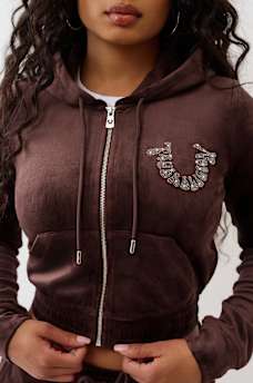 CRYSTAL HORSESHOE VELOUR ZIP HOODIE, image 5