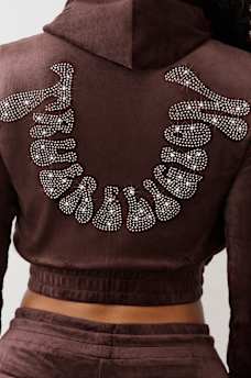 CRYSTAL HORSESHOE VELOUR ZIP HOODIE, image 6