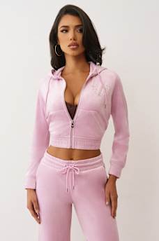 CRYSTAL HORSESHOE VELOUR ZIP HOODIE, image 2