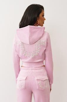 CRYSTAL HORSESHOE VELOUR ZIP HOODIE, image 5