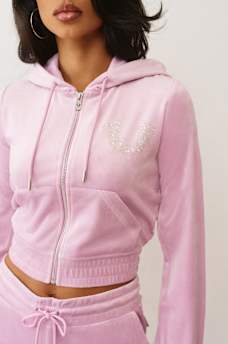 CRYSTAL HORSESHOE VELOUR ZIP HOODIE, image 6