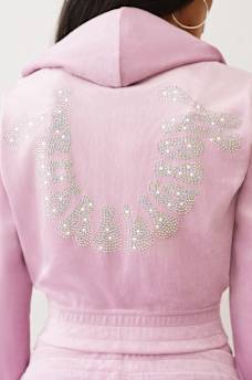 CRYSTAL HORSESHOE VELOUR ZIP HOODIE, image 1