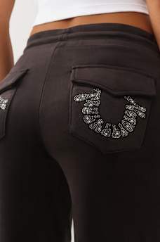 CRYSTAL HORSESHOE VELOUR SWEATPANT, image 1