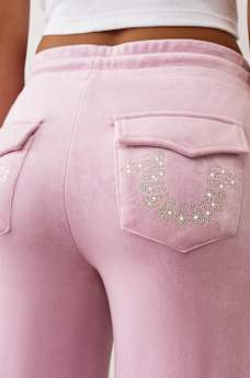 CRYSTAL HORSESHOE VELOUR SWEATPANT, image 1