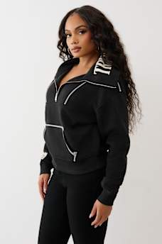 CONTRAST HALF ZIP PULLOVER, image 4
