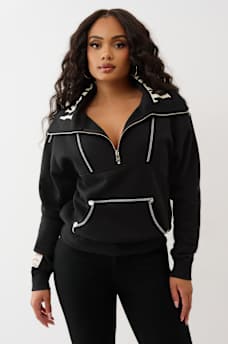 CONTRAST HALF ZIP PULLOVER, image 1