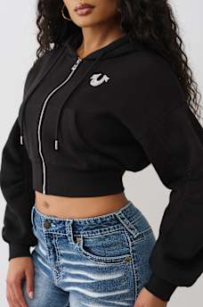 BUDDHA RUCHED SLEEVE ZIP HOODIE, image 6