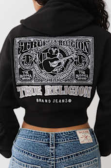 BUDDHA RUCHED SLEEVE ZIP HOODIE, image 1