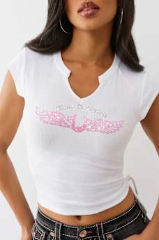 CRYSTAL V NOTCH SIDE RUCH TOP, image 1