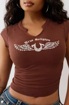 CRYSTAL V NOTCH SIDE RUCH TOP, image 1