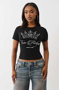 CRYSTAL CROWN LOGO BABY TEE, image 2