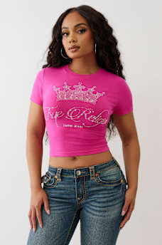 CRYSTAL CROWN LOGO BABY TEE, image 2