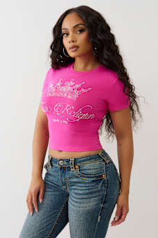 CRYSTAL CROWN LOGO BABY TEE, image 4