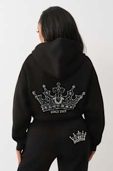 CRYSTAL CROWN RELAXED CROPPED HOODIE , image 2