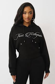 CRYSTAL CROWN RELAXED CROPPED HOODIE , image 3