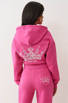 CRYSTAL CROWN RELAXED CROPPED HOODIE , image 6
