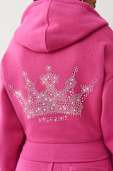 CRYSTAL CROWN RELAXED CROPPED HOODIE , image 1