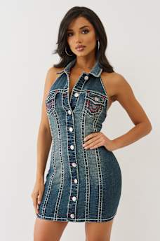 DENIM HALTER SUPER T DRESS, image 3