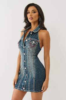 DENIM HALTER SUPER T DRESS, image 5