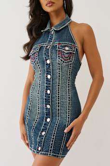 DENIM HALTER SUPER T DRESS, image 6