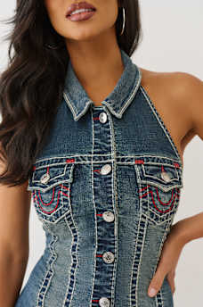 DENIM HALTER SUPER T DRESS, image 8
