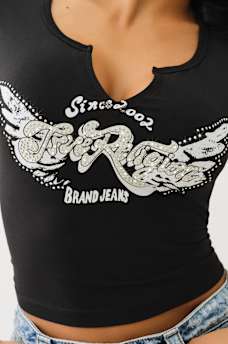 CRYSTAL WING V NOTCH TEE, image 2
