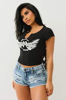 CRYSTAL WING V NOTCH TEE, image 4