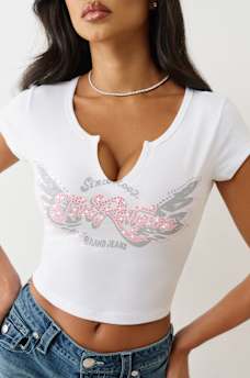 CRYSTAL WING V NOTCH TEE, image 2