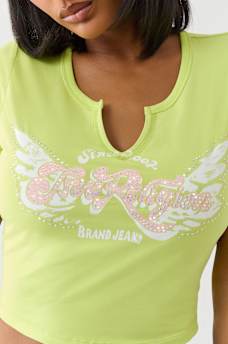 CRYSTAL WING V NOTCH TEE, image 1