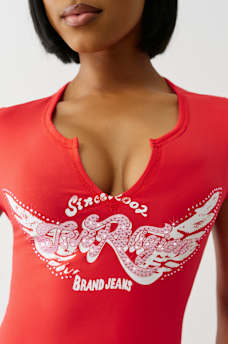 CRYSTAL WING V NOTCH TEE, image 2