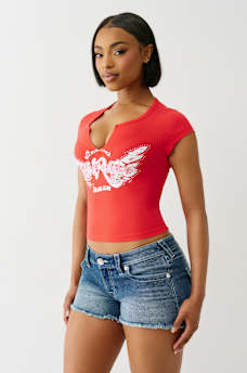CRYSTAL WING V NOTCH TEE, image 4