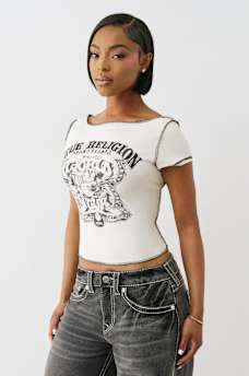 BOAT NECK VINTAGE BUDDHA TEE, image 5