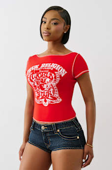 T-SHIRT R&Eacute;TRO &Agrave; ENCOLURE BATEAU AVEC MOTIF DE BOUDDHA