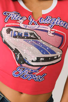 TRUE RELIGION X FORD CRYSTAL MUSTANG BABY TEE, image 1