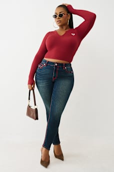 PLUS JENNIE MID RISE LUREX SUPER T SKINNY JEAN, image 3