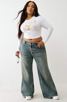 PLUS JESSIE MID RISE SUPER T SUPER BAGGY JEAN, image 3