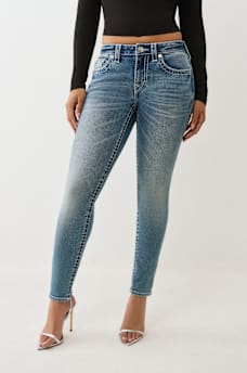 JENNIE MID RISE CRYSTAL BIG T CURVY SKINNY JEAN, image 2
