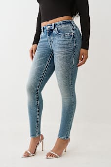 JENNIE MID RISE CRYSTAL BIG T CURVY SKINNY JEAN, image 4