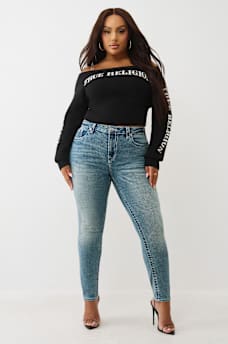 PLUS JENNIE MID RISE CRYSTAL BIG T CURVY SKINNY JEAN, image 3