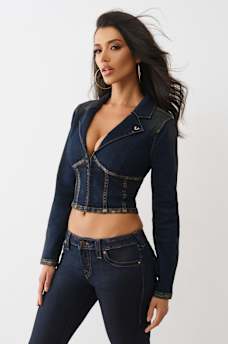 METALLIC LONG SLEEVE DENIM TOP , image 4