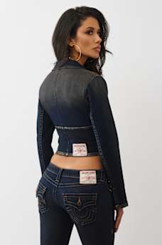 METALLIC LONG SLEEVE DENIM TOP , image 5