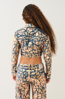 CROPPED CRACKED FOIL DENIM JACKET, image 5