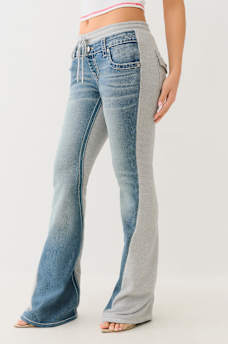 JOEY FLEECE MID RISE BIG T FLARE PANT, image 2