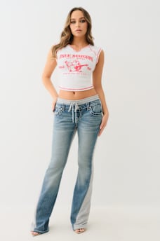 JOEY FLEECE MID RISE BIG T FLARE PANT, image 1