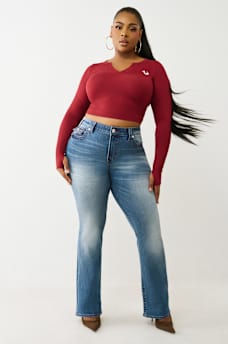 PLUS BILLIE MID RISE FLAP STRAIGHT JEAN