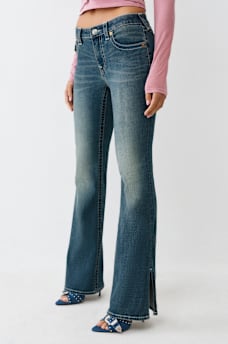 BECCA MID RISE SIDE SLIT HEM BOOTCUT JEAN, image 1