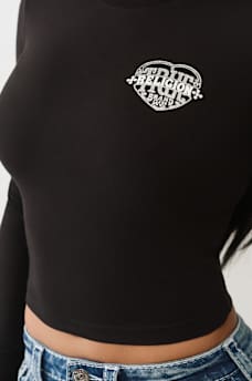 CAMISETA CORTA DE MANGA LARGA CON ESTAMPADO EN RELIEVE Y BRILLANTE, image 6